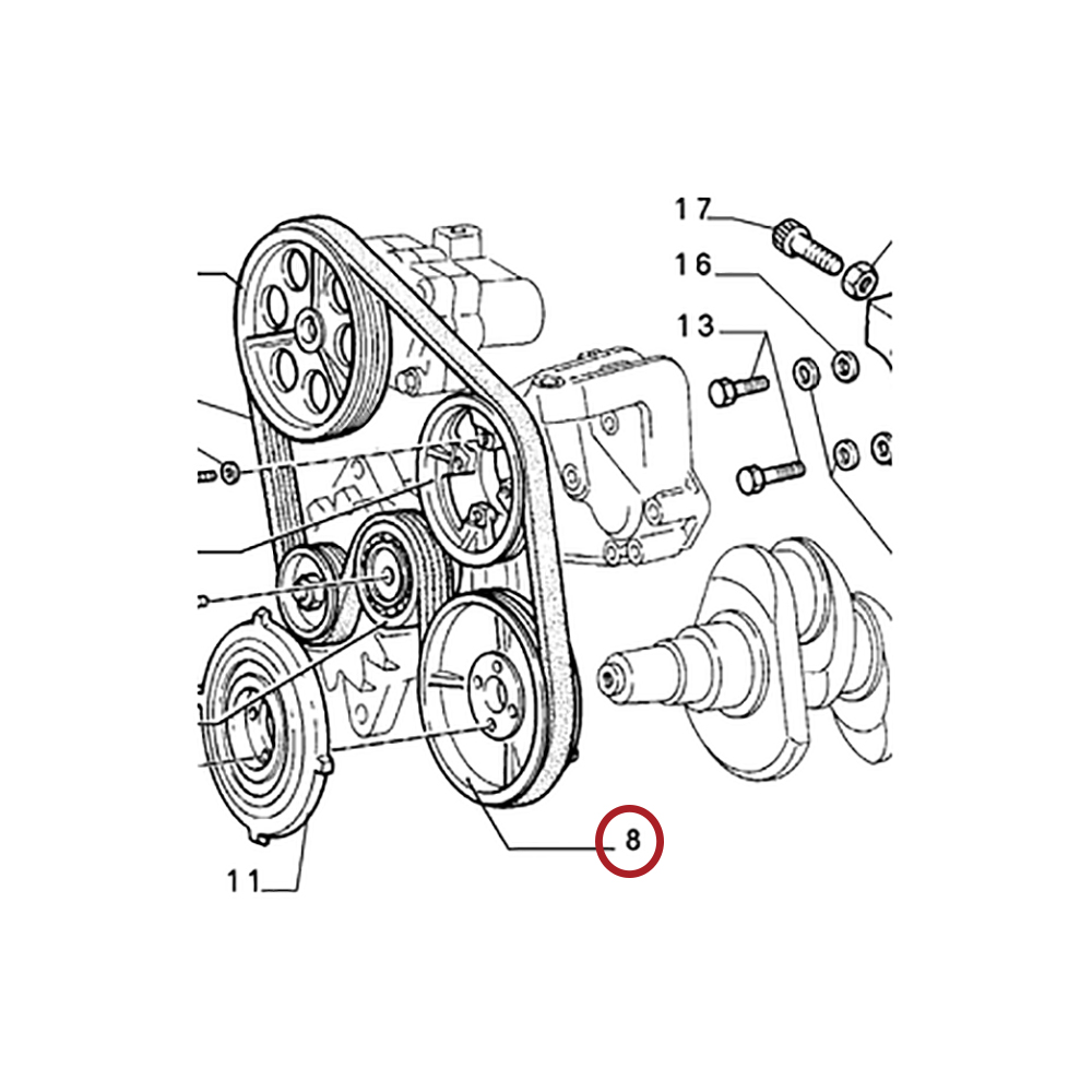 Bottom Crank Pulley 8v